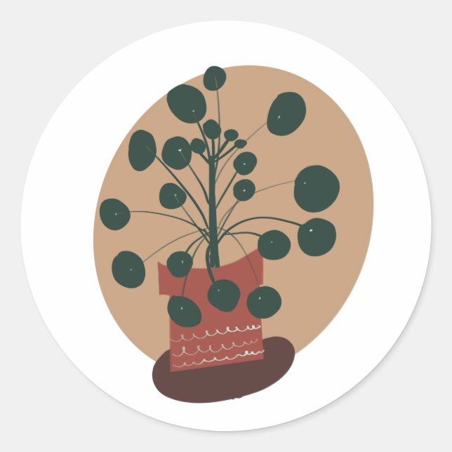 Adesivo Pilea Famílias Plantações Pote Verde (Frente)