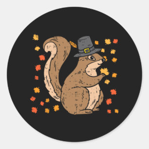 Adesivo Pilgrim Squirrel Cute Ação de Graças outono Ani