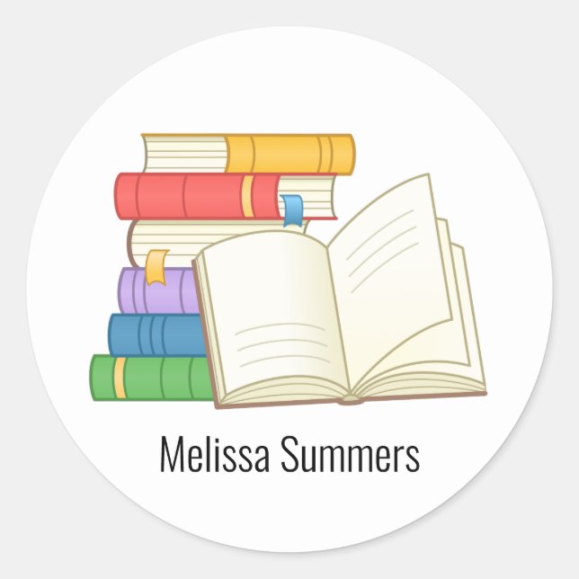 Adesivo Pilha de Livros e Livro Aberto (Frente)