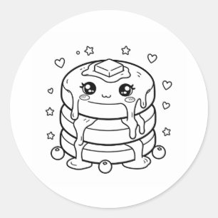 Adesivo Pilha de panquecas kawaii para colorir