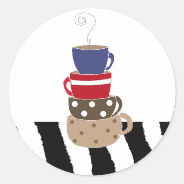 Adesivo Pilhas de Xícaras de Café (Frente)