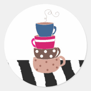 Adesivo Pilhas de Xícaras de Café
