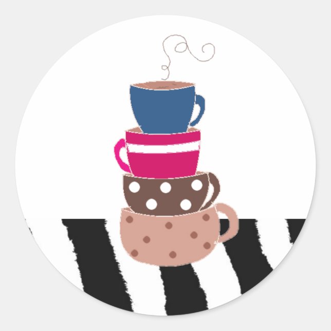 Adesivo Pilhas de Xícaras de Café (Frente)