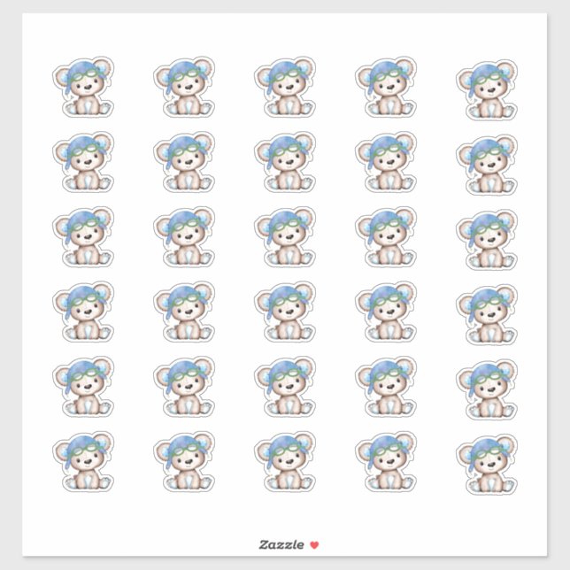 Adesivo Piloto de avião Envelope de Urso de Teddy Fechado  (Folha)