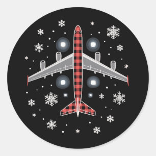 Adesivo Piloto de Natal de Xadrez de Avião