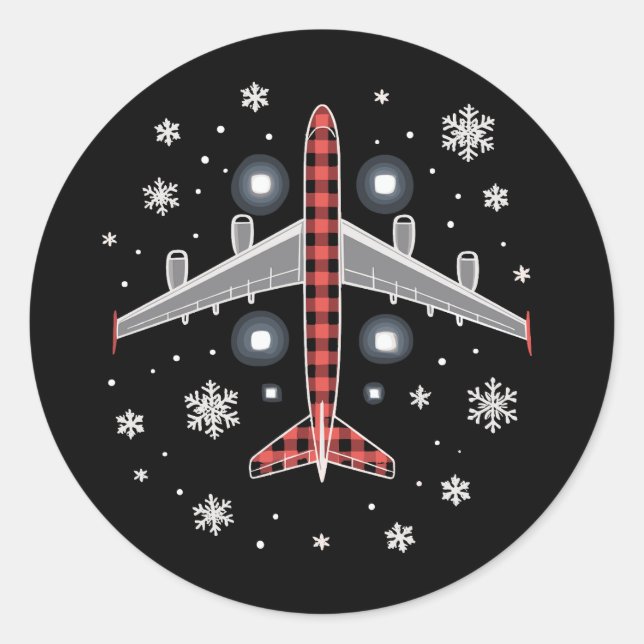 Adesivo Piloto de Natal de Xadrez de Avião (Frente)
