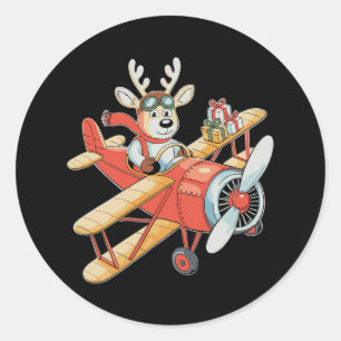 Adesivo Piloto de Rena de Natal Aviador Voador Avião Natal