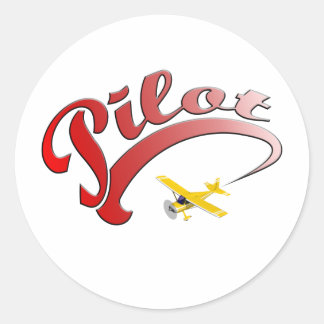 Adesivo Piloto Retro Vermelho com Avião Amarelo