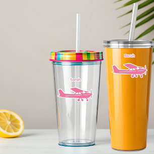 Adesivo Piloto Rosa Cessna Avião Nome Personalizado Girly