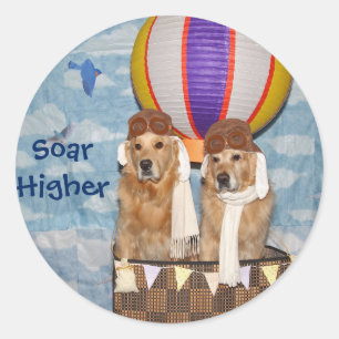 Adesivo Pilotos do balão de ar quente do golden retriever