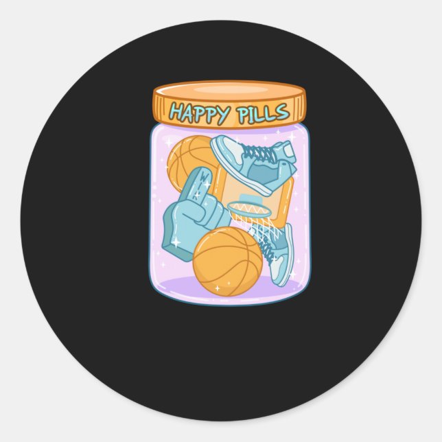 Adesivo Pílulas felizes de basquete (Frente)