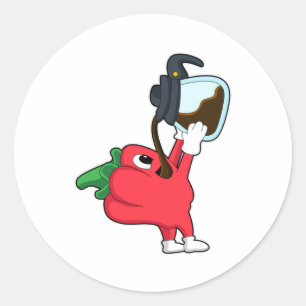 Adesivo Pimenta com Pote de café