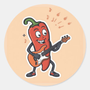 Adesivo Pimenta Malagueta Tocando Guitarra Diversão Música