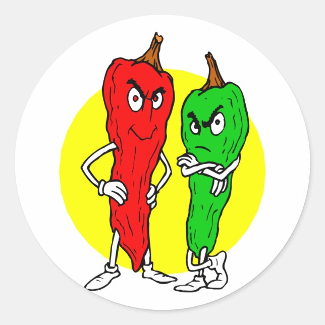 Adesivo Pimentos de pimenta vermelhos com círculo amarelo (Frente)