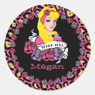 Adesivo Pin-acima menina, Rocha-um-Billy, obrigado