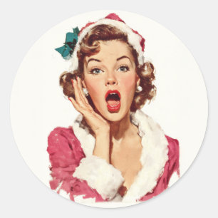 Adesivo Pin-Up de Natal Retro Surpreso