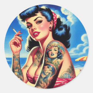 Adesivo Pin-up de Verão Bikini Tatuado por Retro