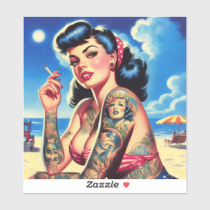 Adesivo Pin-up de Verão Bikini Tatuado por Retro