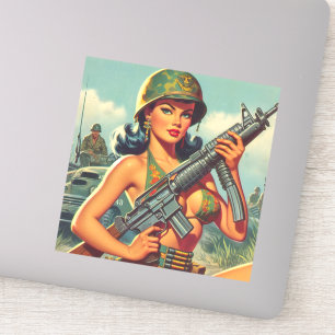 Adesivo Pin-up do Vintage Soldier