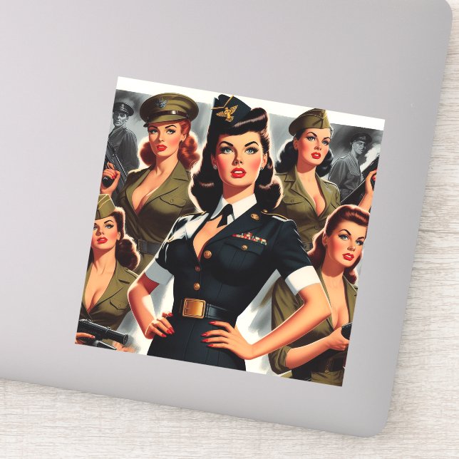 Adesivo Pin-up Militar Vintage (Detalhe)