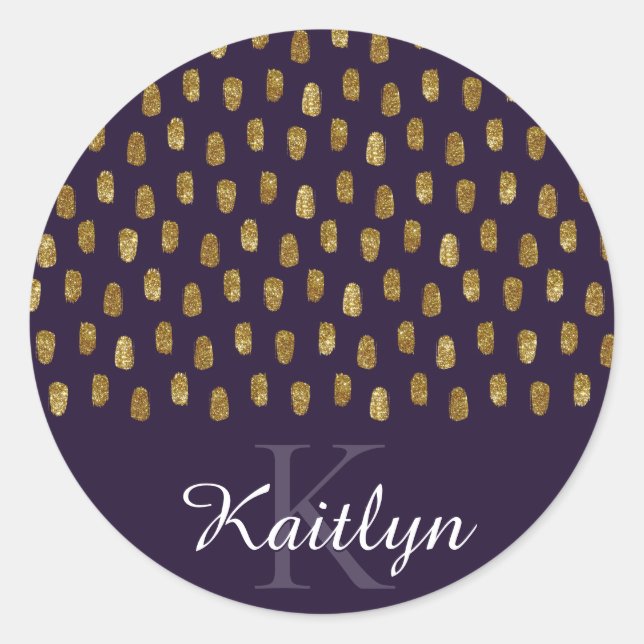 Adesivo Pincéis Dourados com brilho pincelado em púrpura (Frente)