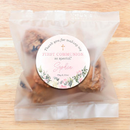 Adesivo Pincel cor-de-rosa Vinheta de 1ª Comunhão