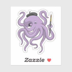 Adesivo Pincel de Pintura de Octopus