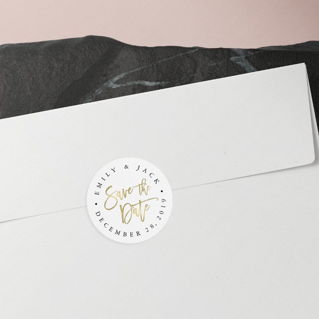 Adesivo Pincel Dourado Falso com a letra Salvar a data (Criador carregado)