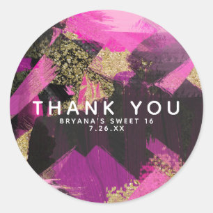 Adesivo Pincel Moderno Brilho Preto Dourado Rosa Grunge Gl