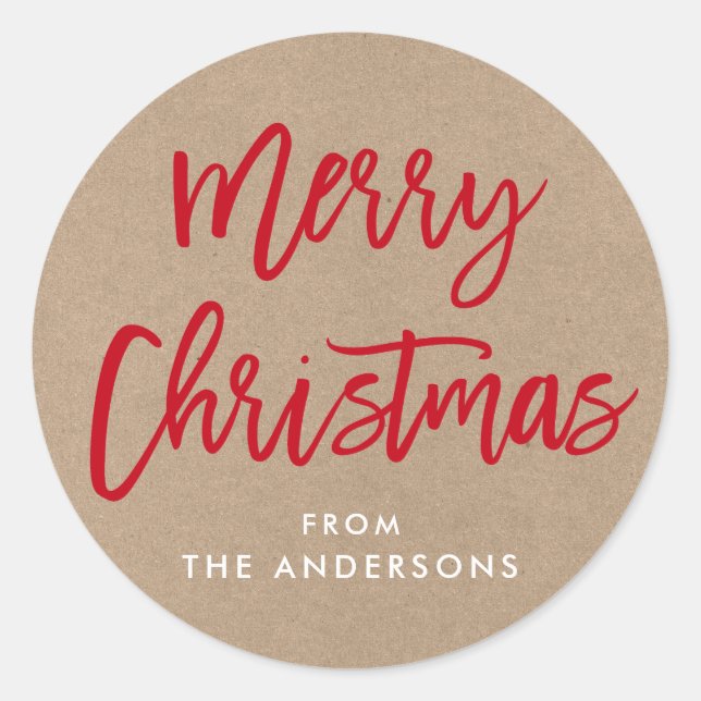 Adesivo Pincel Moderno de Natal Kraft Gift Sticker (Frente)