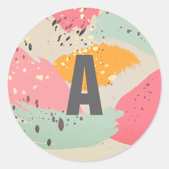 Adesivo Pincel Neon Rosa Moderno Trave Vinheta Monograma (Frente)