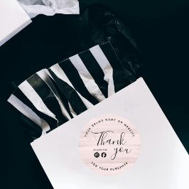 Adesivo Pincel preto cor-de-rosa para negócios Obrigado às