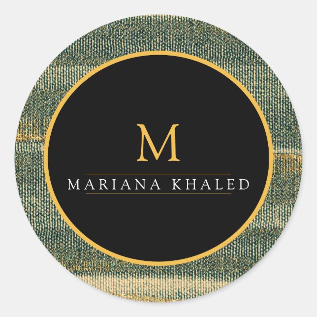 Adesivo Pincel Verde Elegante com ouro e preto (Frente)