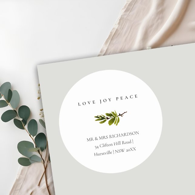 Adesivo Pine Branch Christmas Address Love Joy Peace (Criador carregado)