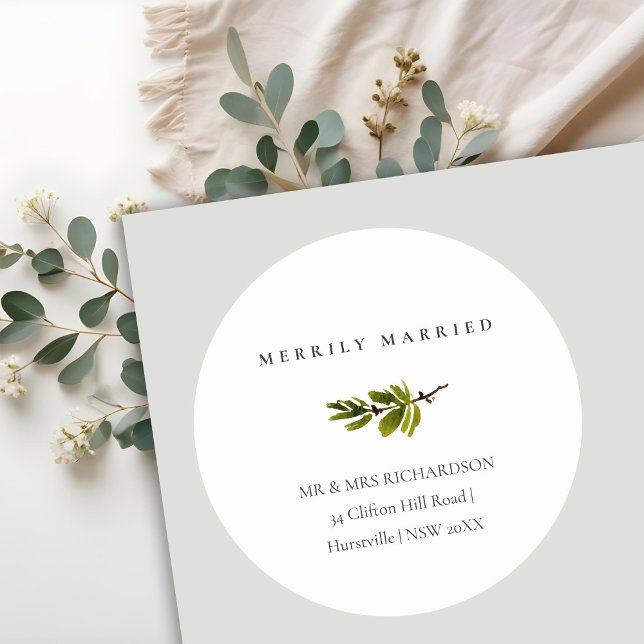 Adesivo Pine Branch Christmas Address Merrily Casado (Criador carregado)