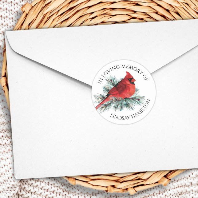 Adesivo Pine Cardinal Memorial Watercolor (Criador carregado)