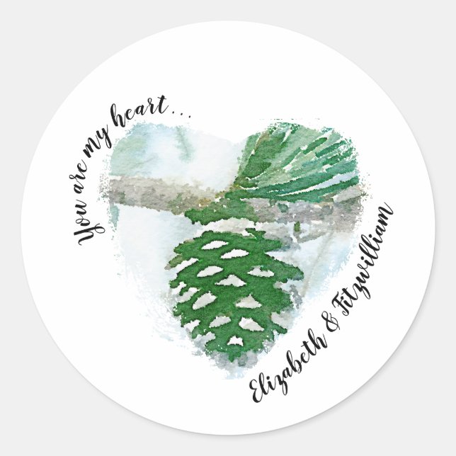 Adesivo Pine de inverno verde clara Aquarela (Frente)