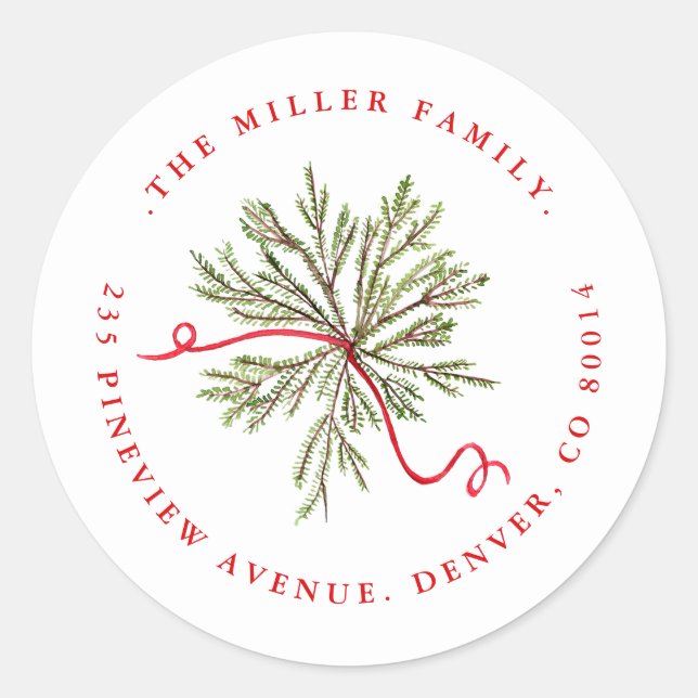 Adesivo Pine Foliage com o Endereço de Feriado de Fita de  (Frente)