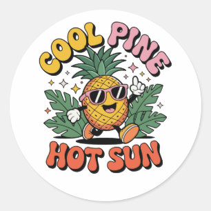 Adesivo Pine Legal Sol Retro Abacaxi Vibrações de Verão