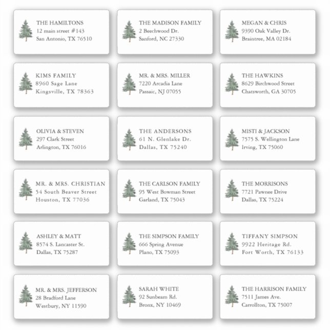 Adesivo Pine Tree 18 Casamento Nome do Destinatário Convid (Frente)