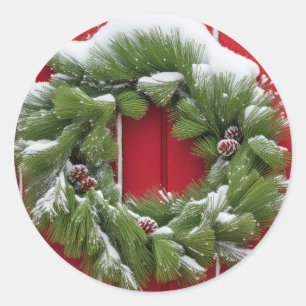 Adesivo Pine Wreath De Natal Em Red Barn