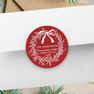 Adesivo Pine Wreath de Natal Simples Endereço Vermelho