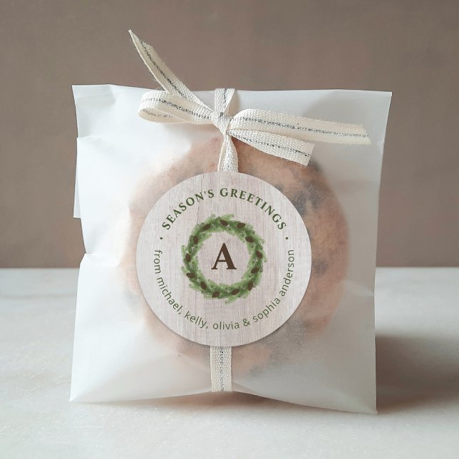 Adesivo Pine Wreath Monograma Feliz Natal (Criador carregado)