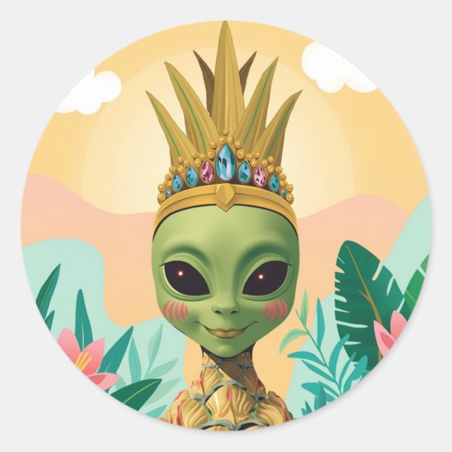 Adesivo Pineapple Alien – Tropical Funny Fruit Art (Frente)