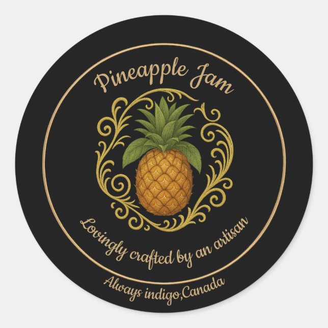 Adesivo Pineapple Glow – Artisan Jam Label (Frente)