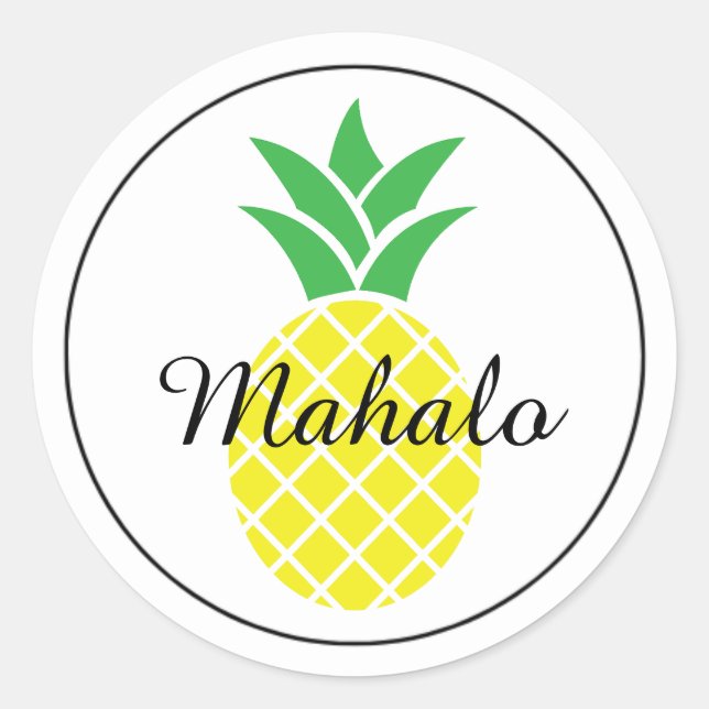 Adesivo Pineapple Mahalo Havaí Obrigado Sticker (Frente)