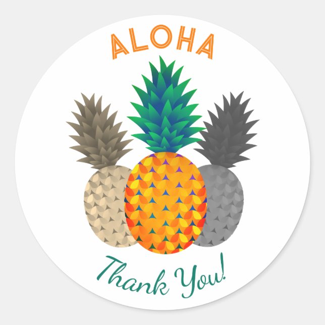 Adesivo Pineapple Motif Aloha Round Stickers (Frente)
