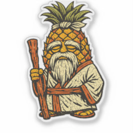 Adesivo Pineapple Sensei — Funny Fruit Wise Master Vintage