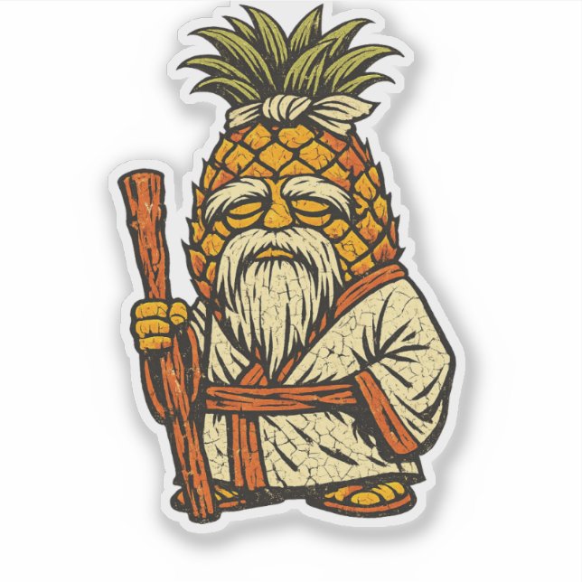 Adesivo Pineapple Sensei — Mestre Sábio de Frutas Engraçad (Frente)