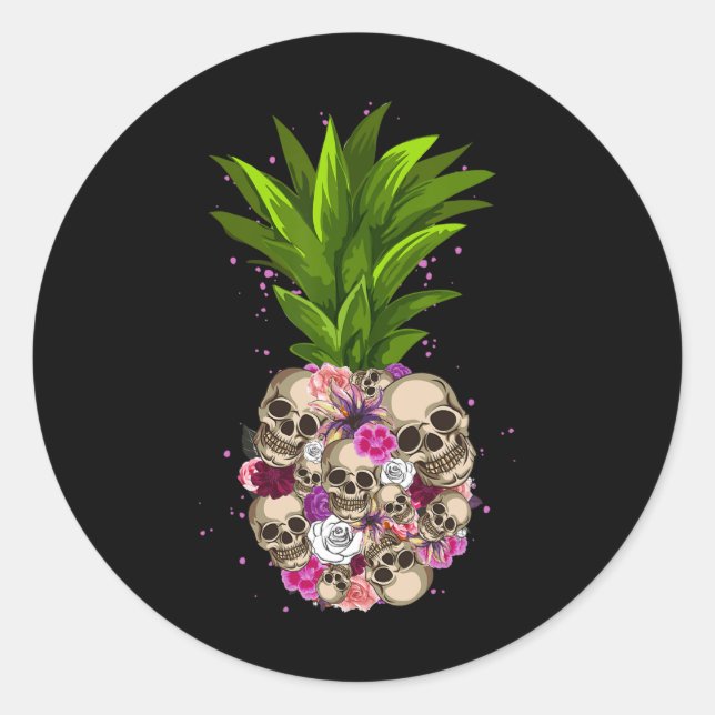 Adesivo Pineapple Skull Funny Aloha Beaches Havaí (Frente)